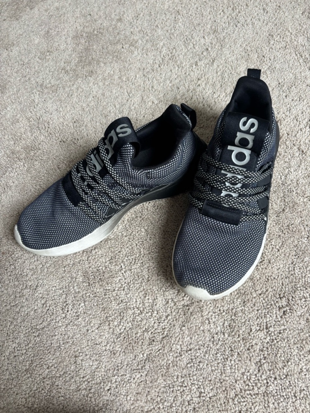 adidas Men’s Black and White Knit Athletic Sneakers